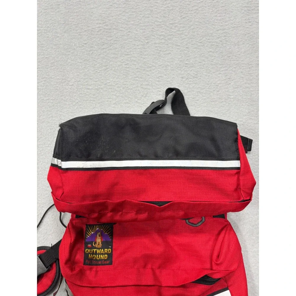 Outward Hound Dog Backpack Red Hiking Pet Travel Gear Reflective Adjustable Bag